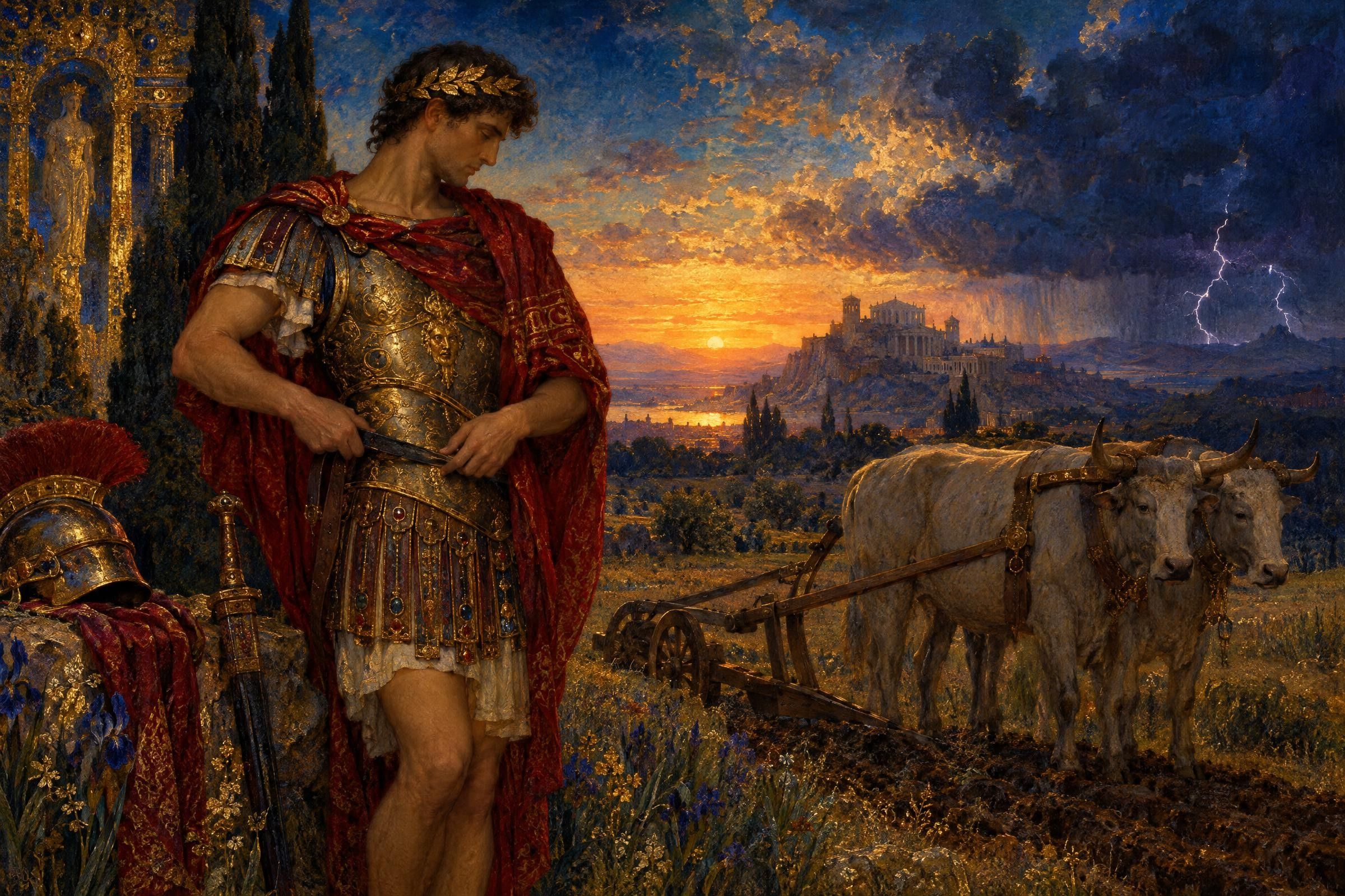 Cincinnatus lays down his command and returns to the plough