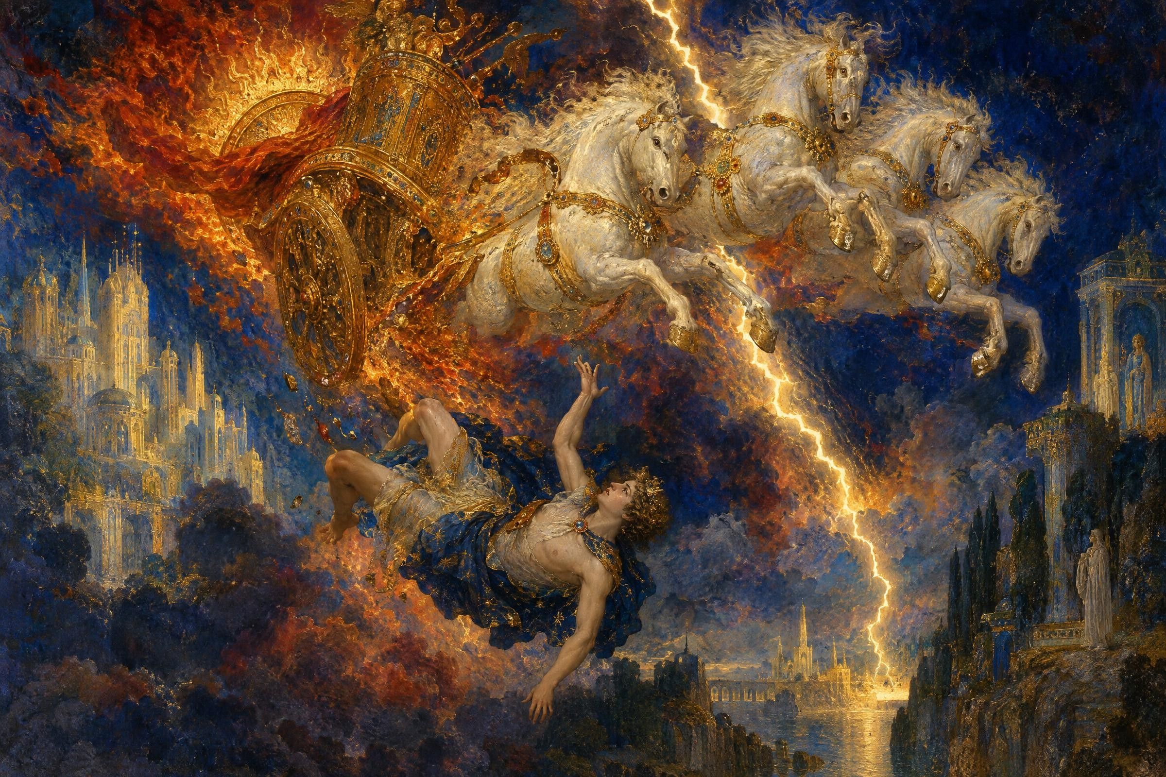 Phaethon falls from the sun's chariot